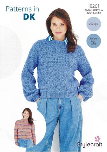 Stylecraft DK Knitting Pattern - 10261 Ladies Sweaters (2 Designs)