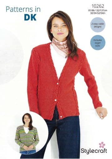 Stylecraft DK Knitting Pattern - 10262 Ladies Sweater & Cardigan (2 Designs)