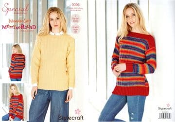 Stylecraft DK Knitting Pattern - 9395 Ladies Sweaters (2 Designs)
