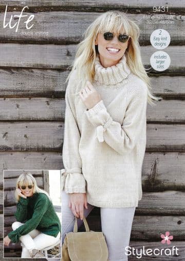 Stylecraft DK Knitting Pattern - 9431 Ladies Sweaters (2 Designs)