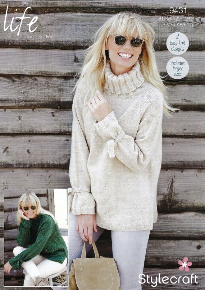 Stylecraft DK Knitting Pattern - 9431 Ladies Sweaters (2 Designs)
