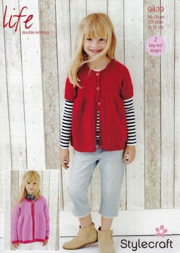 Stylecraft DK Knitting Pattern - 9439 Children's Cardigans (2 Designs)