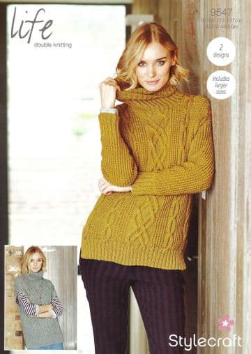 Stylecraft DK Knitting Pattern - 9547 Ladies Sweaters (2 Designs)