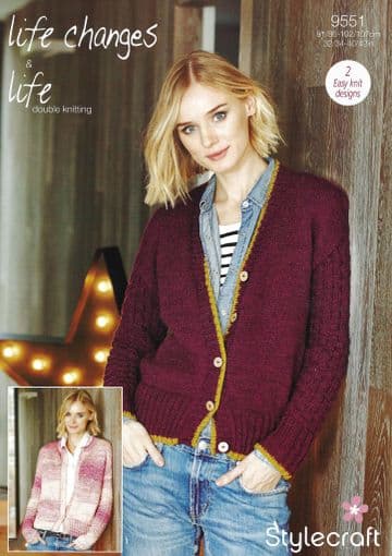 Stylecraft DK Knitting Pattern - 9551 Ladies Cardigans (2 Designs)