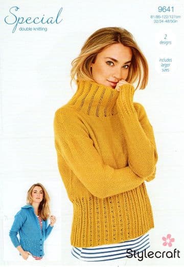 Stylecraft DK Knitting Pattern - 9641 Ladies Sweater & Jacket