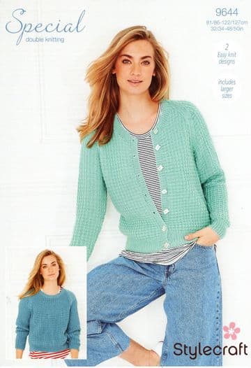 Stylecraft DK Knitting Pattern - 9644 Ladies Cardigan & Sweater