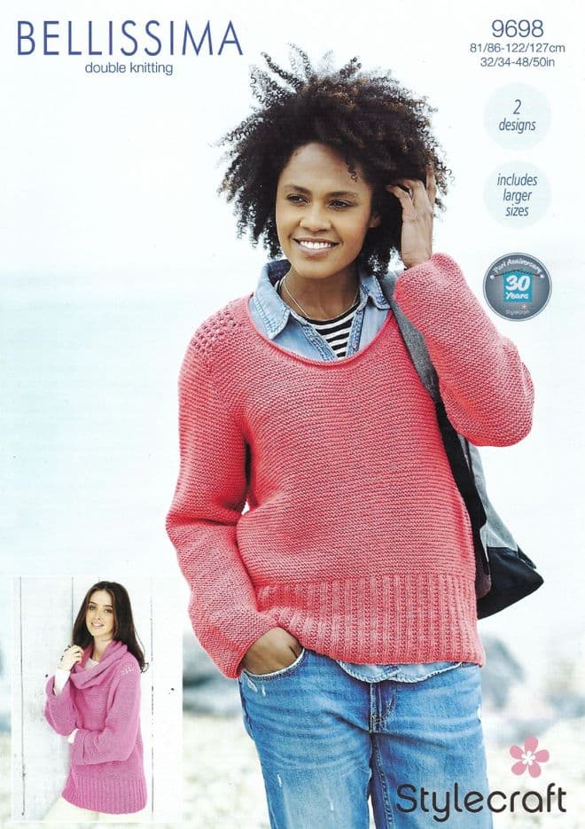 Stylecraft DK Knitting Pattern - 9698 Ladies Sweaters (2 Designs)
