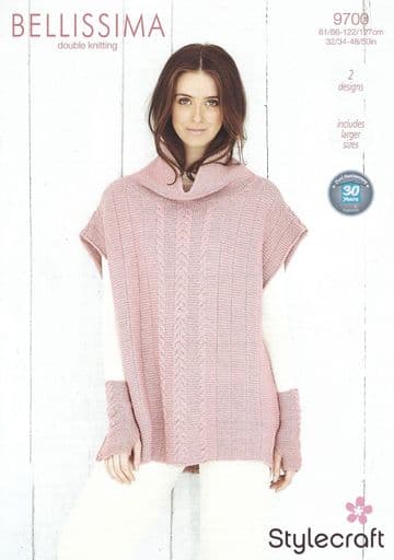 Stylecraft DK Knitting Pattern - 9700 Ladies Poncho & Wrist Warmers