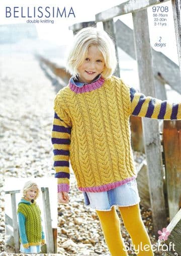Stylecraft DK Knitting Pattern - 9708 Childrens Sweaters (2 Designs)