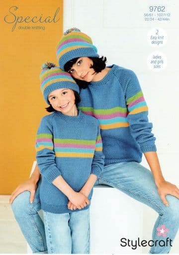 Stylecraft DK Knitting Pattern - 9762 Ladies & Girls Sweaters & Hats
