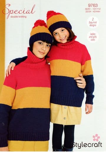 Stylecraft DK Knitting Pattern - 9763 Ladies & Girls Sweaters & Hats