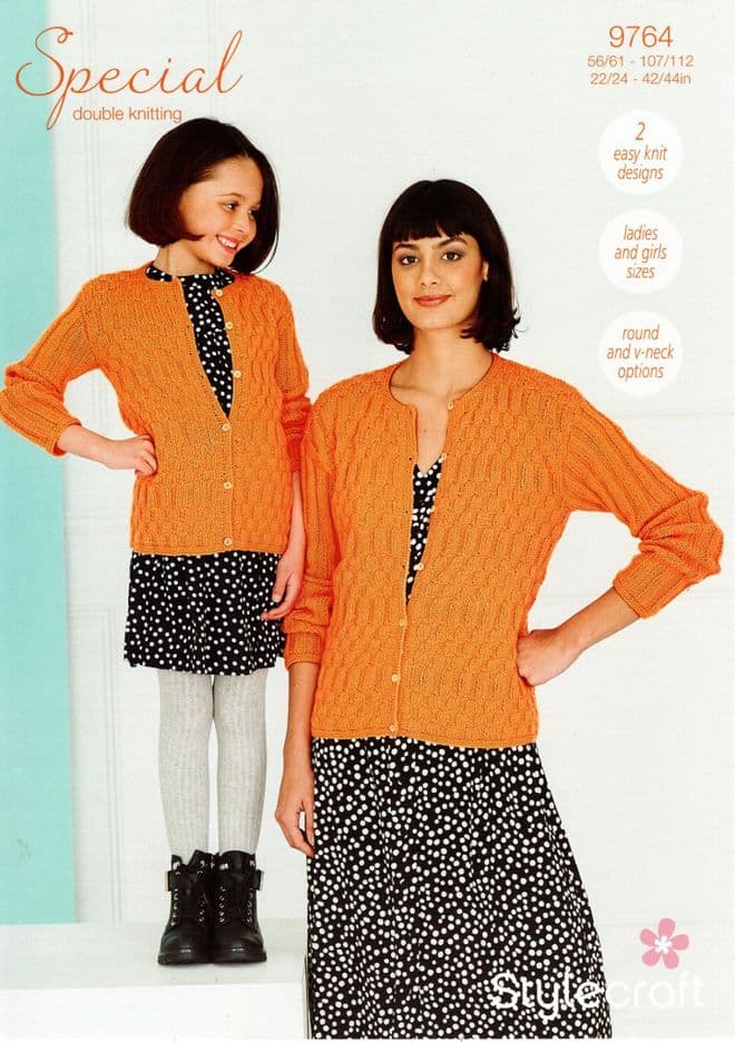 Stylecraft DK Knitting Pattern - 9764 Ladies & Girls Cardigans (2 Designs)