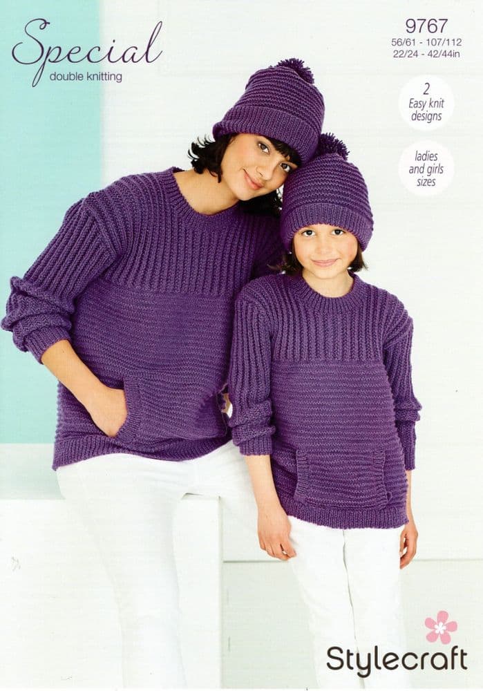 Stylecraft DK Knitting Pattern - 9767 Ladies & Girls Sweaters & Hat