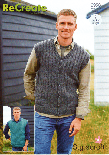 Stylecraft DK Knitting Pattern - 9953 Men's Waistcoat & Tank Top