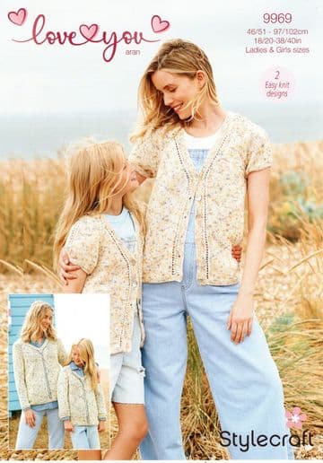 Stylecraft Love You Aran Knitting Pattern - 9969 Ladies & Girls Cardigans & Sweaters