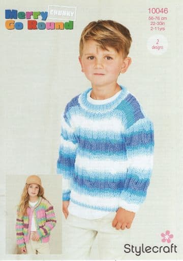 Stylecraft Merry Go Round Chunky Knitting Pattern - 10046 Children's Sweater & Cardigan