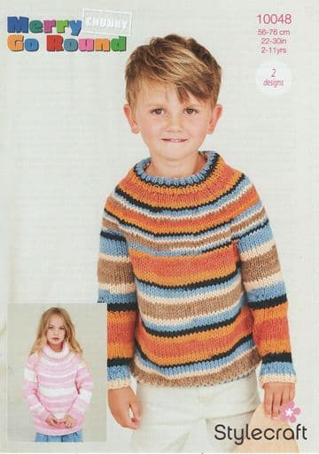 Stylecraft Merry Go Round Chunky Knitting Pattern - 10048 Children's Sweaters
