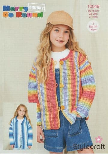 Stylecraft Merry Go Round Chunky Knitting Pattern - 10049 Children's Jacket & Cardigan