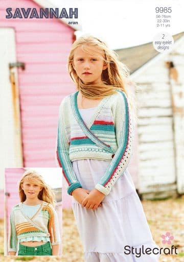 Stylecraft Savannah Aran Knitting Pattern - 9985 Children's Cardigans