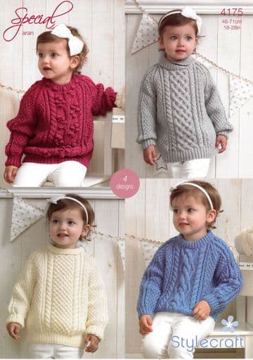 Stylecraft Special Aran Knitting Pattern - 4175 Children's Sweaters