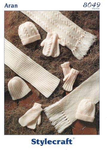 Stylecraft Special Aran Knitting Pattern - 8049 Hats, Scarves & Mittens