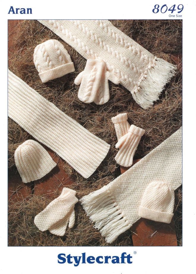 Stylecraft Special Aran Knitting Pattern - 8049 Hats, Scarves & Mittens