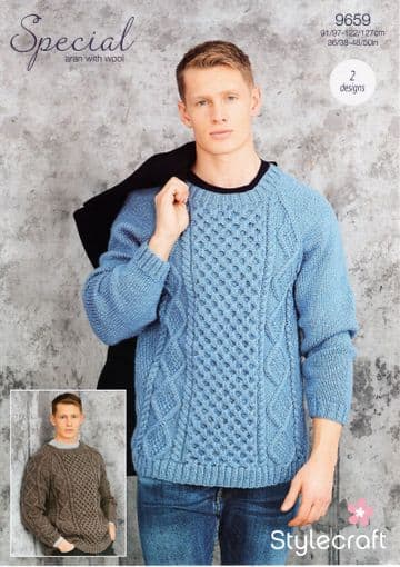 Stylecraft Special Aran Knitting Pattern - 9659 Men's Sweaters