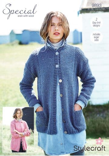 Stylecraft Special Aran Knitting Pattern - 9893 Ladies Cardigan