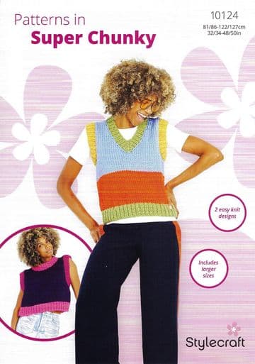 Stylecraft Super Chunky Knitting Pattern - 10124 Ladies Tank Tops (2 Designs)