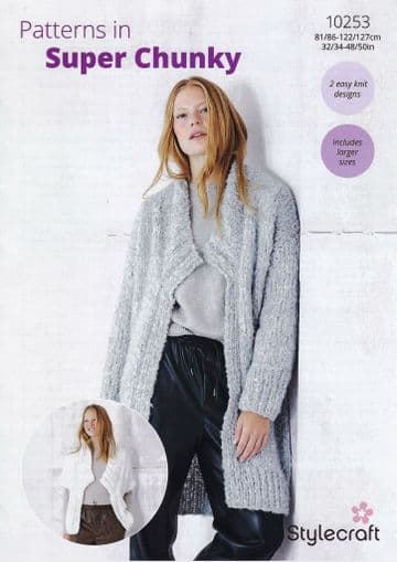 Stylecraft Super Chunky Knitting Pattern - 10253 Ladies Cardigans (2 Easy Knit Designs)