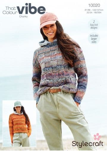 Stylecraft Vibe Chunky Knitting Pattern - 10020 Ladies Sweaters