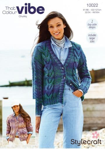 Stylecraft Vibe Chunky Knitting Pattern - 10022 Ladies Cardigans