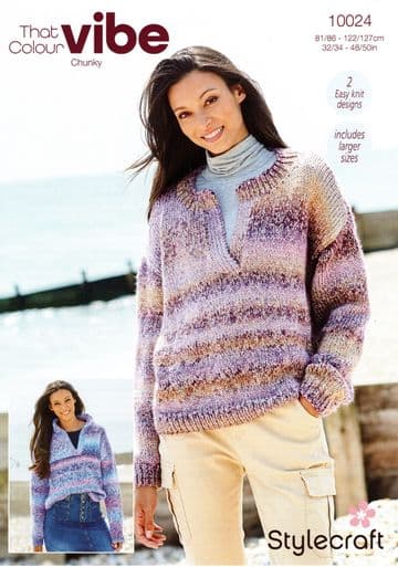 Stylecraft Vibe Chunky Knitting Pattern - 10024 Ladies Sweaters