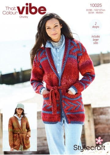 Stylecraft Vibe Chunky Knitting Pattern - 10025 Ladies Cardigans