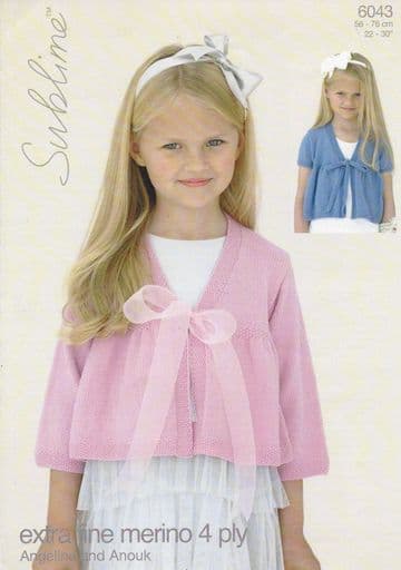 Sublime Extra Fine Merino 4 Ply Knitting Pattern - 6043 Cardigans