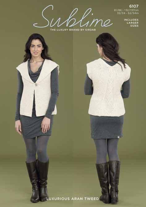 Sublime Luxurious Aran Tweed - 6107 Waistcoat Knitting Pattern