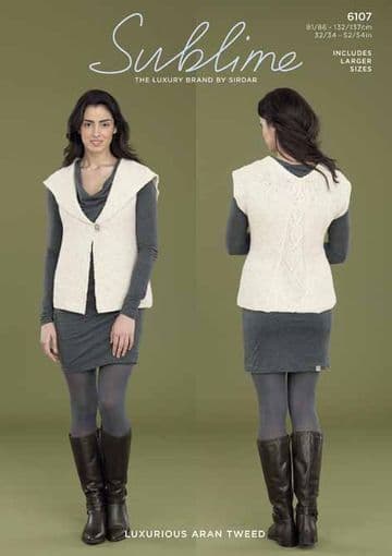 Sublime Luxurious Aran Tweed - 6107 Waistcoat Knitting Pattern