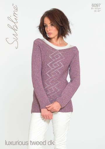 Sublime Luxurious Tweed DK - 6097 Sweater Knitting Pattern