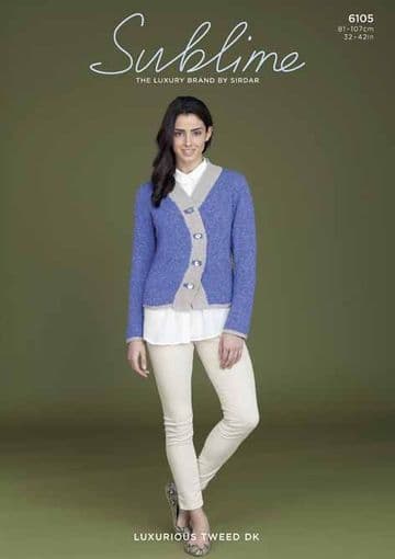 Sublime Luxurious Tweed DK - 6105 Jacket Knitting Pattern