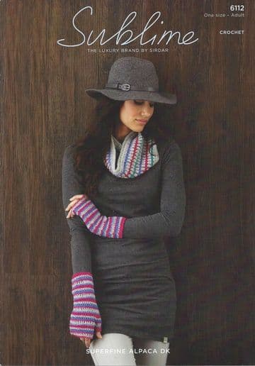 Sublime Superfine Alpaca DK - 6112 Snood & Wristwarmers Crochet Pattern