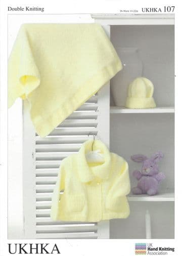 UKHKA 107 Knitting Pattern - Jacket, Blanket & Hat