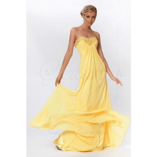 Abito Lungo Da Cerimonia Giallo Solo Taglia 42