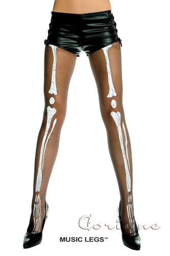 ChiliRose Collant Velato Con Ossa Disegnate | CR-647
