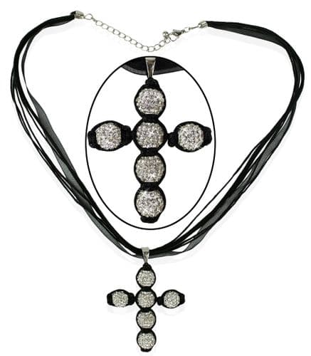 Collana Di Cristallo Con Croce 2 Colori (N008)