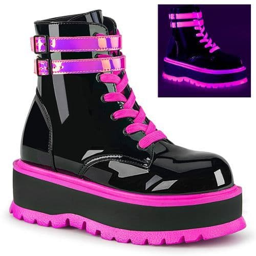 Stivali Demonia Indulge-1026 Donna – Tacco 13 Cm, Platform E Lacci, In Materiale Sintetico