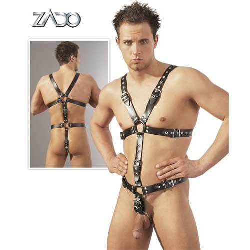 Zado Body In Cuoio Con Anello Fallico