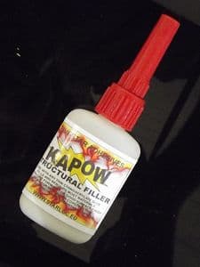 Cyano filler powder kapow, a structural filler specialy formulated for use with any cyanoacrylate glue cyano superglue adhesive activated filler powder to give structural