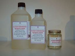 Shrinking dope for model covering sealing and shrinking model aircraft coverings such as tissue silk nylon, starspan, jap, coverall etc ideal for use on freeflight, radio control, control line, indoor, hlg models 157ml starspan clear dope