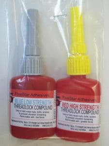 Threadlock for rc model car boat plane pack of 7ml of low strength blue and 7ml of high strength red