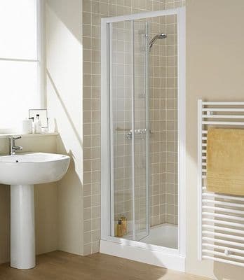 800MM SEMI-FRAMELESS BI-FOLD SHOWER DOOR (WHITE)